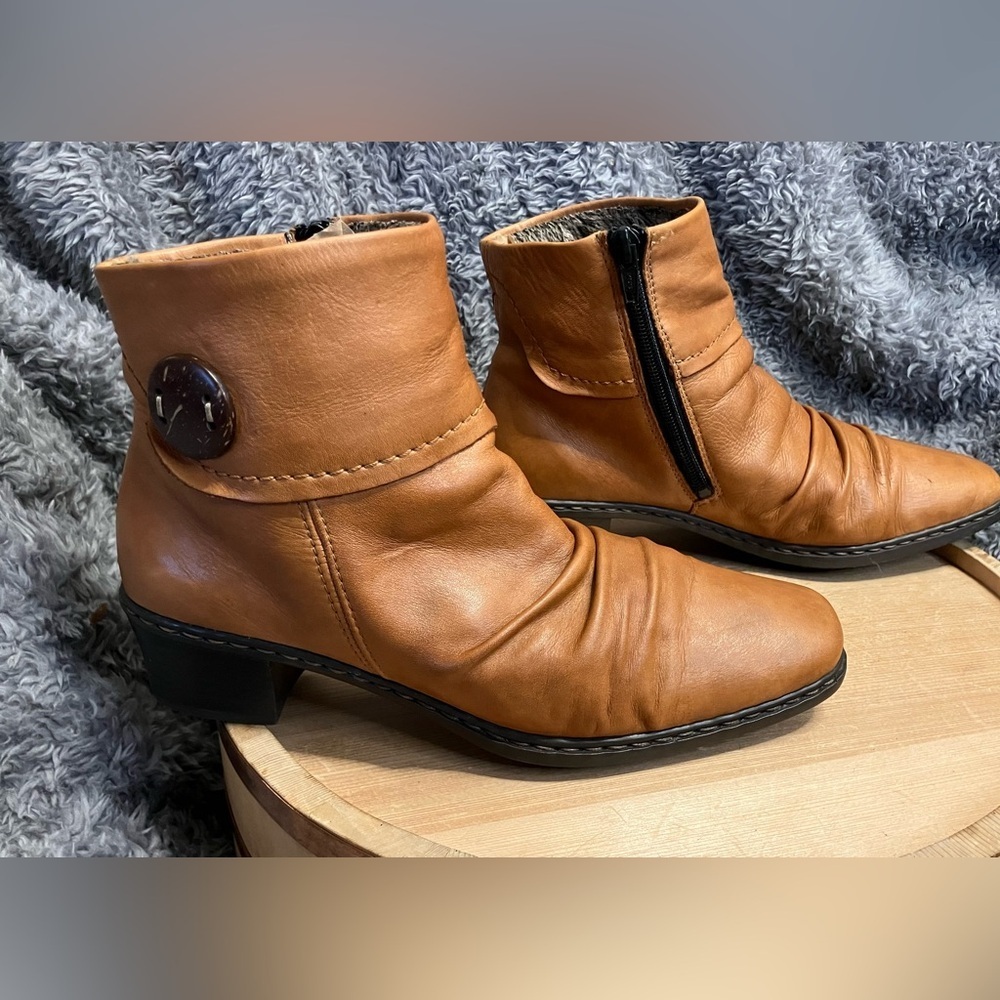 Rieker Kendra Ladies Slouch Ankle Zipper Boot Booties Brown Tan Size EU 37/ US 6